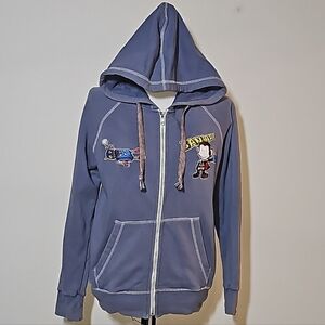 Banana Chippy A Jolly Monkey Hoodie Jacket Coat Full Zip Japanese Pockets Blue M